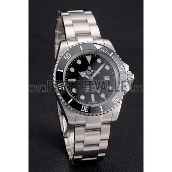 Swiss Rolex Submariner Small Date Black Dial And Bezel Stainless Steel Case And Bracelet