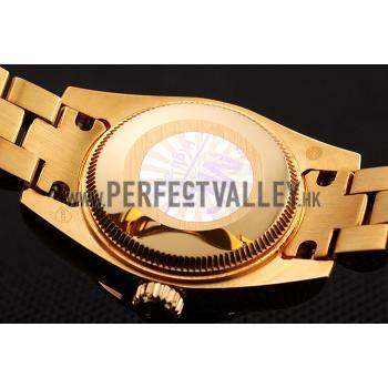 Swiss Rolex DayJust Red Diamond Pave Dial Gold Diamond Bracelet 1453959 Replica