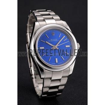 Rolex Oyster Perpetual Blue Dial Stainless Steel Case And Bracelet