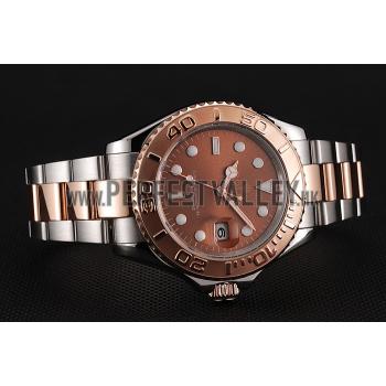 Rolex Yacht Master Rose Gold Dial Two Tone Stainless Steel Bracelet 1453864