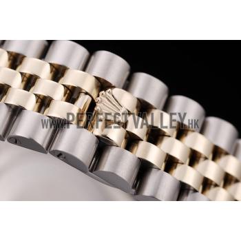 Rolex DateJust Brushed Stainless Steel Case Silver Flowers Dial Diamonds Plated Replica