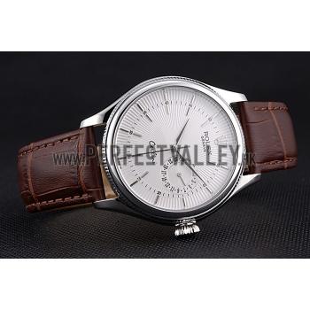 Rolex Cellini White Dial Stainless Steel Case Brown Leather Bracelet  622723