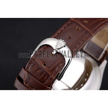 Rolex Cellini White Dial Stainless Steel Case Brown Leather Bracelet  622723