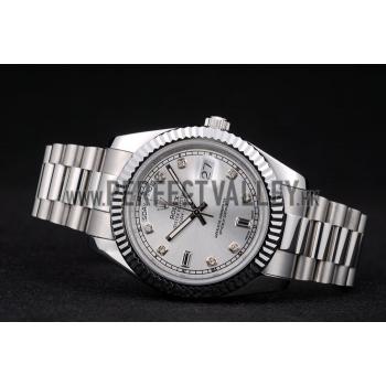 Cheap Rolex DayDate Stainless Steel Ribbed Bezel Silver Dial 41976