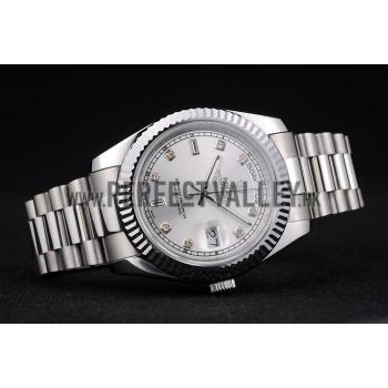 Cheap Rolex DayDate Stainless Steel Ribbed Bezel Silver Dial 41976