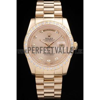 Rolex Day-Date 18k Yellow Gold Plated Stainless Steel Gold Dial Replica