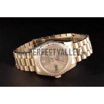 Rolex Day-Date 18k Yellow Gold Plated Stainless Steel Gold Dial Replica