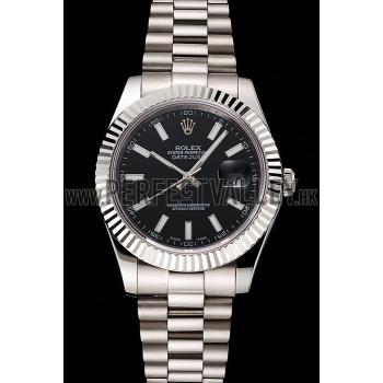 Cheap Swiss Rolex Datejust Black Dial Stainless Steel Case And Bracelet