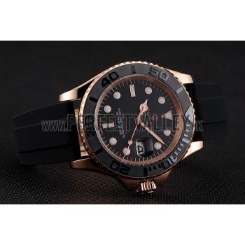 Rolex Yacht Master Black Dial And Bezel Everose Dial Oysterflex Bracelet