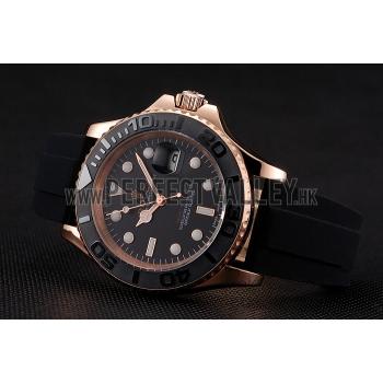 Rolex Yacht Master Black Dial And Bezel Everose Dial Oysterflex Bracelet