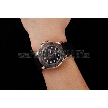 Rolex Yacht Master Black Dial And Bezel Everose Dial Oysterflex Bracelet