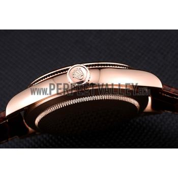 Rolex Cellini White Rose Dial Gold Case Brown Leather Bracelet  622725