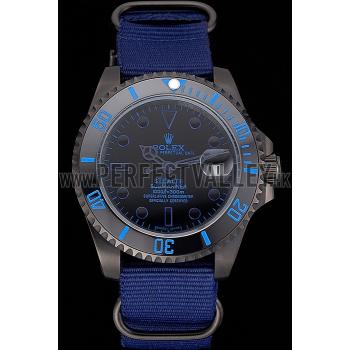 Rolex Stealth Submariner Blue Nylon Strap 622008 Replica