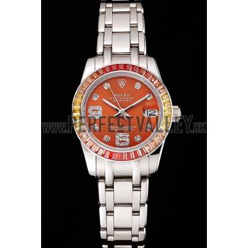 Rolex Datejust Pearlmaster 39 Cognac Dial Stainless Steel Case And Bracelet