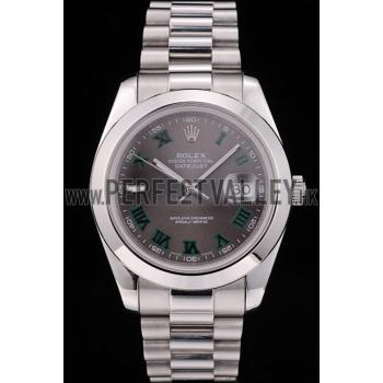 Cheap Rolex Swiss DateJust Polished Stainless Steel Bezel Grey Dial 42000