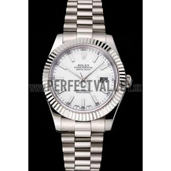 Swiss Rolex Datejust White Dial Stainless Steel Case And Bracelet