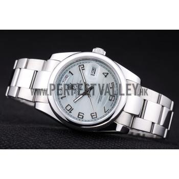 Rolex DayDate Polished Silver Bezel White Dial 7470