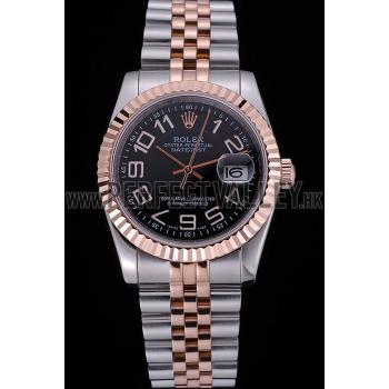 Rolex DateJust Black Dial Stainless Steel and Gold Bracelet  622545