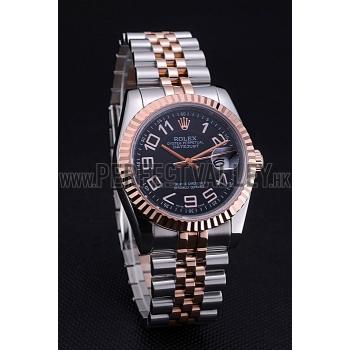 Rolex DateJust Black Dial Stainless Steel and Gold Bracelet  622545