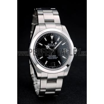 Rolex Swiss Explorer Stainless Steel Bezel Black Dial 42002