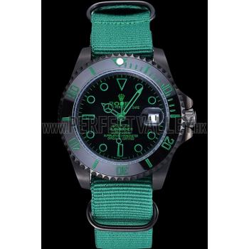 Replica Rolex Stealth Submariner Green Nylon Strap 622009