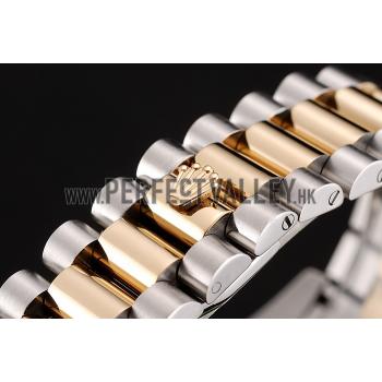 Swiss Rolex Day-Date Gold Dial Gold Diamond Case Two Tone Stainless Steel Bracelet 1453973