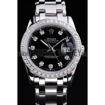 Rolex DateJust Black Dial Diamond Bezel Stainless Steel Bracelet