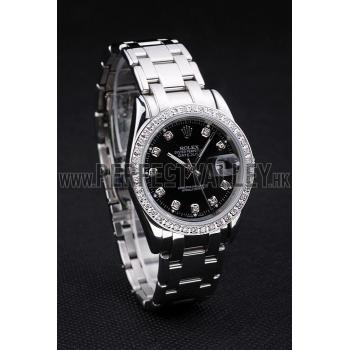 Rolex DateJust Black Dial Diamond Bezel Stainless Steel Bracelet