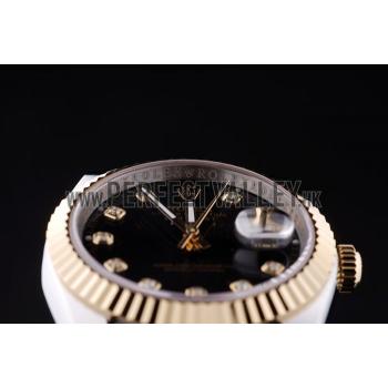 Rolex Datejust Black Dial Diamonds Ribbed Bezel 7453