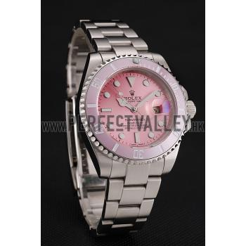 Rolex Submariner Pink Dial Pink Bezel Stainless Steel Bracelet 1453865