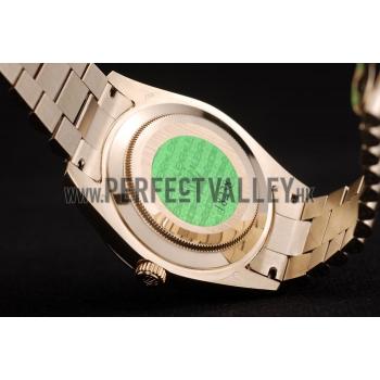 Replica Rolex Swiss DayDate Gold Stainless Steel Ribbed Bezel Gold Dial 41997