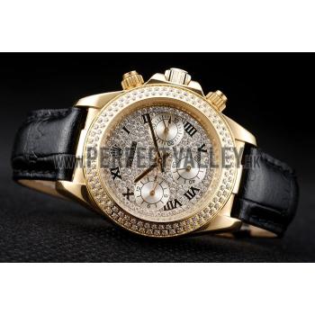 Rolex Daytona Lady Gold Case Crystal Studded Bezel Crystal Studded Dial 98238 Replica