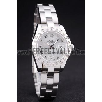 Rolex Datejust Polished Silver Diamonds Bezel Silver Dial 7474