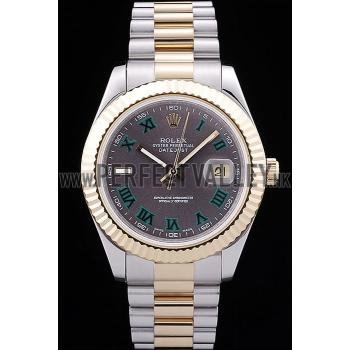 Cheap Rolex Datejust Grey Dial Gold Ribbed Bezel 7479