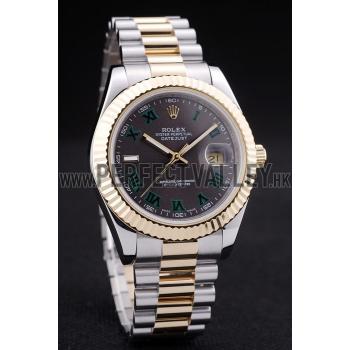 Cheap Rolex Datejust Grey Dial Gold Ribbed Bezel 7479