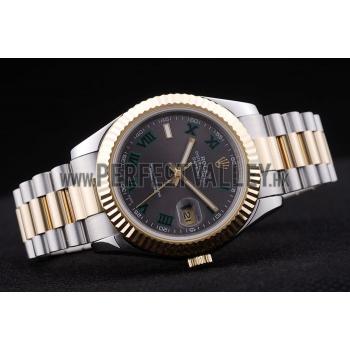 Cheap Rolex Datejust Grey Dial Gold Ribbed Bezel 7479