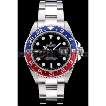 Rolex GMT Master II Blue Rose Red Bezel Black Dial Tachymeter