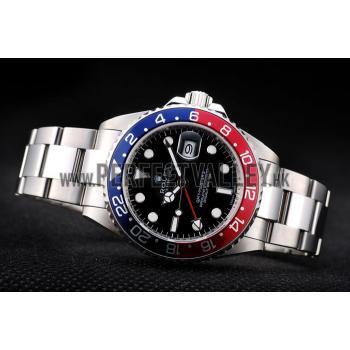 Rolex GMT Master II Blue Rose Red Bezel Black Dial Tachymeter