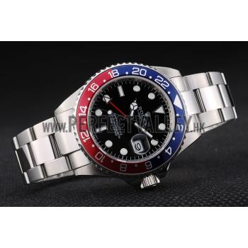 Rolex GMT Master II Blue Rose Red Bezel Black Dial Tachymeter