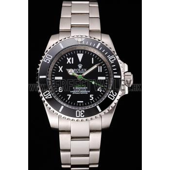 Rolex Bamford Submariner Black Dial With Roman Numerals Black Bezel Stainless Steel Case And Bracelet