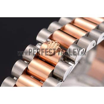 Swiss Rolex Datejust White Dial Rose Gold Bezel Stainless Steel Case Two Tone Bracelet Replica