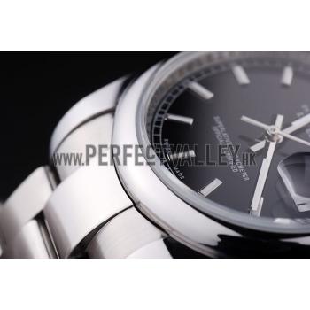 Replica Rolex Datejust Polished Silver Bezel Black Dial 7467