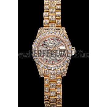 Swiss Rolex DateJust Diamond Dial Gold 622024 Replica