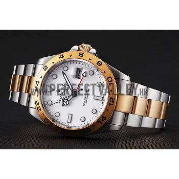 Swiss Rolex Explorer II White Dial Gold Bezel Two Tone Bracelet 1453753