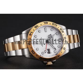 Swiss Rolex Explorer II White Dial Gold Bezel Two Tone Bracelet 1453753