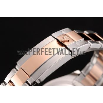 Swiss Rolex Yacht Master Rose Gold Dial Two Tone Stainless Steel Bracelet 1453979