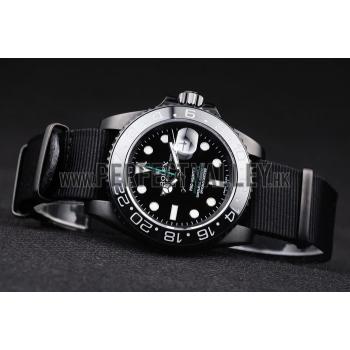 Replica Rolex Swiss GMT Master II Pro-Hunter Black Fabric Strap Black Dial