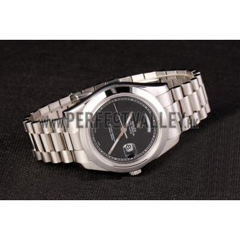 Swiss Rolex Daydate Stainless Steel Bracelet Black Dial 80294