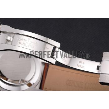 Rolex Sky Dweller White Dial Stainless Steel Case Brown Leather Strap Replica