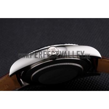 Rolex Sky Dweller White Dial Stainless Steel Case Brown Leather Strap Replica